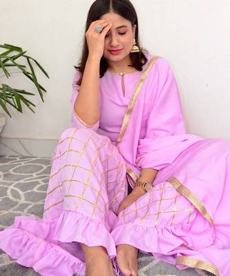 Lavender embroidered Suit Set With Dupatta Festival Wear New Design Dress 2