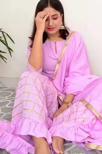 Lavender embroidered Suit Set With Dupatta Festival Wear New Design Dress