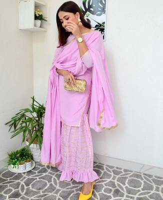 Lavender embroidered Suit Set With Dupatta Festival Wear New Design Dress 3