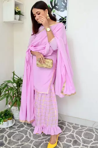 Lavender embroidered Suit Set With Dupatta Festival Wear New Design Dress