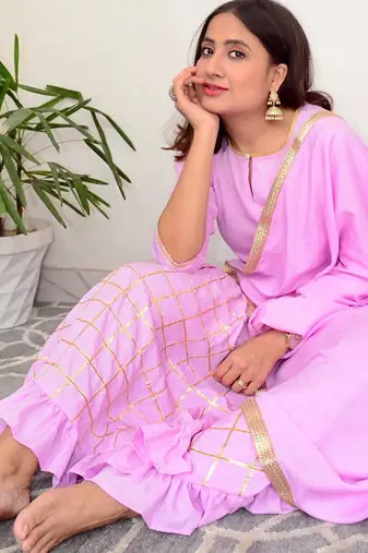 Lavender embroidered Suit Set With Dupatta Festival Wear New Design Dress