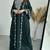 Elegant Dark Green Embroidered stitched Kaftan with Silver Zari Detailing Dresses