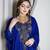 Royal Blue Velvet Kaftan with Zari Golden Embroidery Work Dresses