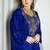 Royal Blue Velvet Kaftan with Zari Golden Embroidery Work Dresses