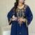 Elegant Navy Blue Kaftan with Golden Zari Work Floral Embroidery Dresses