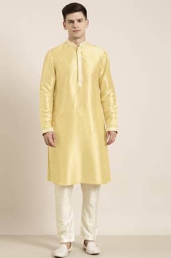 Yellow embroidered kurta pajama