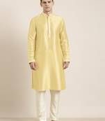 Yellow embroidered kurta pajama