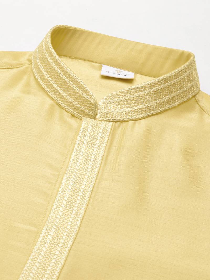 Yellow embroidered kurta pajama
