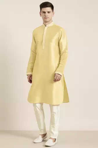 Yellow embroidered kurta pajama