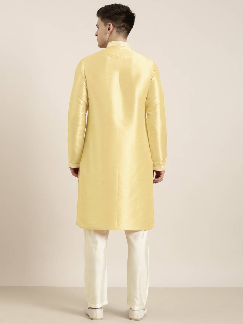 Yellow embroidered kurta pajama