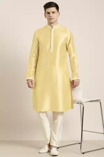 Yellow embroidered kurta pajama