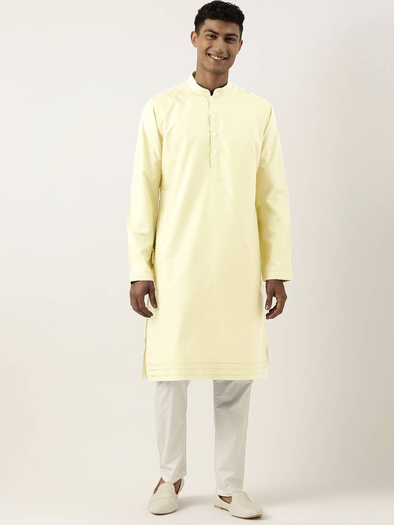 Yellow  cotton kurta pajama