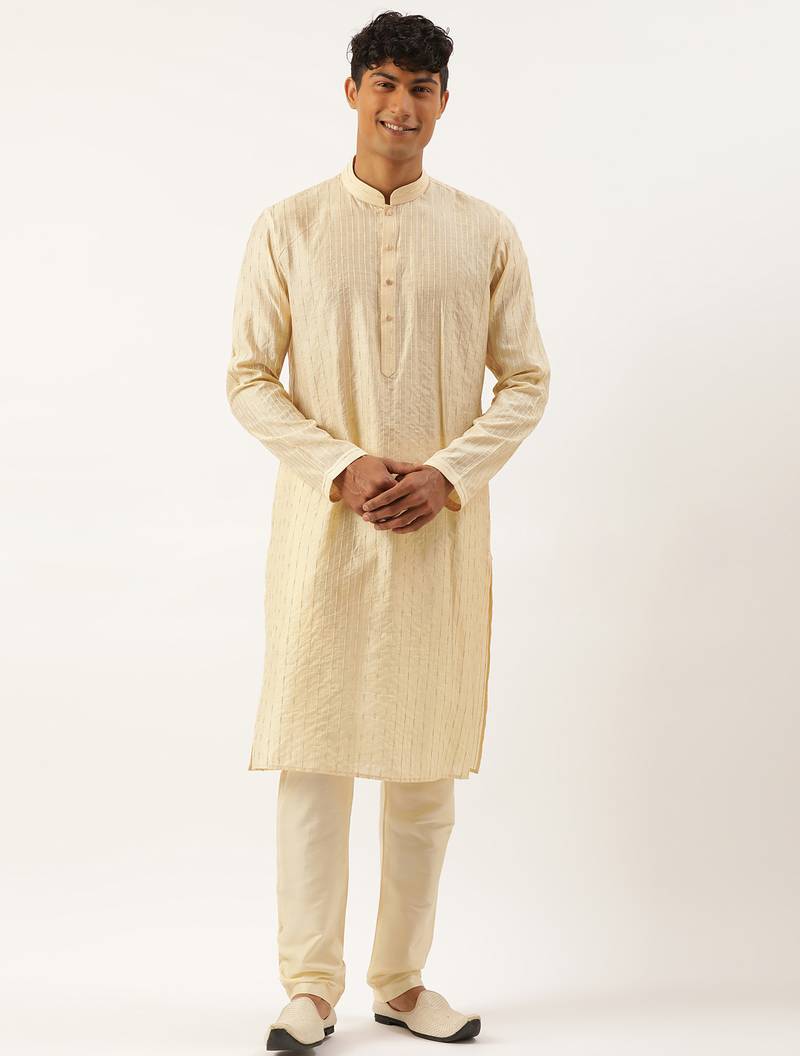 Yellow embroidered kurta pajama
