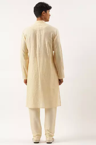 Yellow embroidered kurta pajama