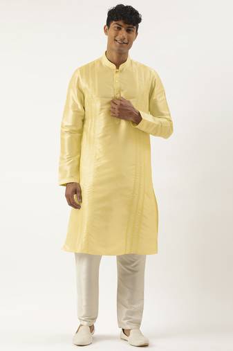 Yellow embroidered kurta pajama