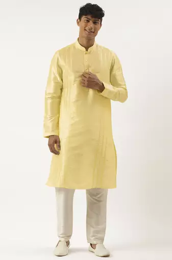 Yellow embroidered kurta pajama