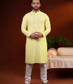 Yellow chikankari kurta pajama