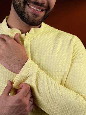 Yellow chikankari kurta pajama 2