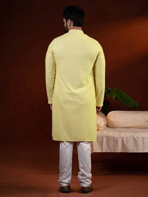 Yellow chikankari kurta pajama 5