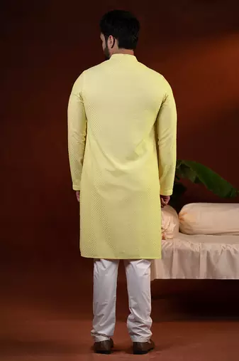 Yellow chikankari kurta pajama