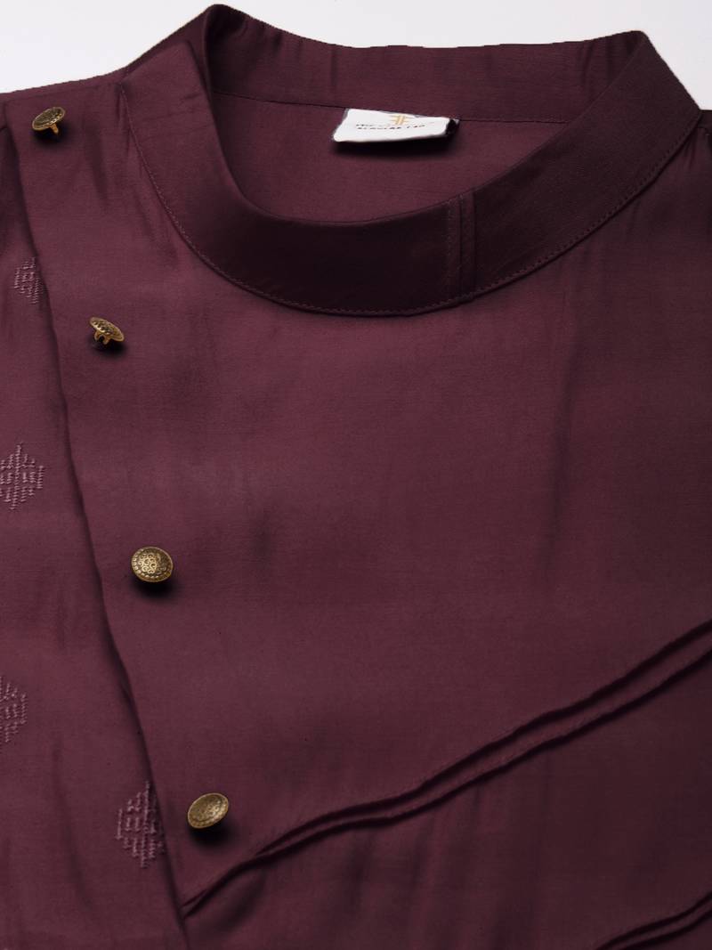 Wine side open layered kurta pajama