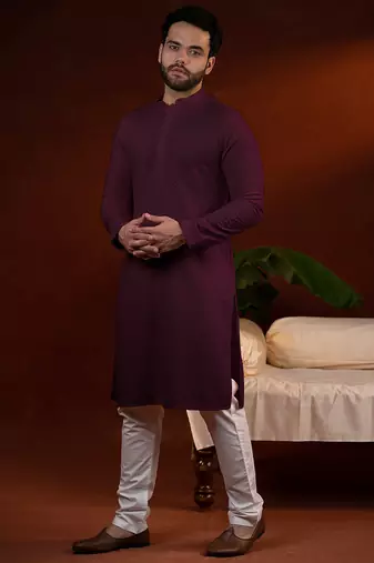 Wine chikankari kurta pajama
