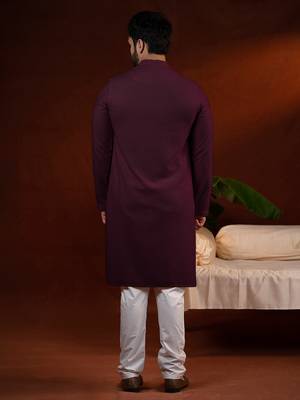 Wine chikankari kurta pajama 5