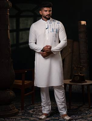 Off white cotton kurta pajama 1