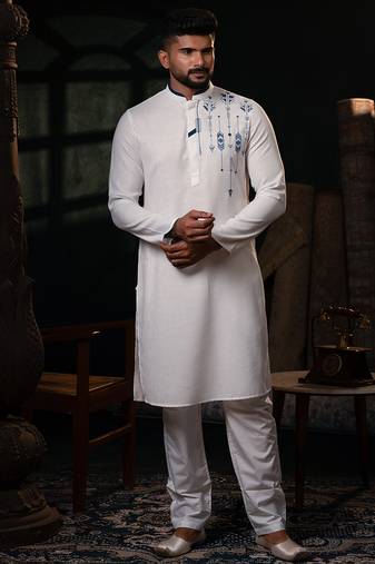 Off white cotton kurta pajama