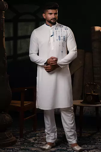 Off white cotton kurta pajama