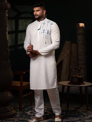 Off white cotton kurta pajama 2