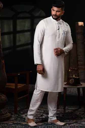 Off white cotton kurta pajama