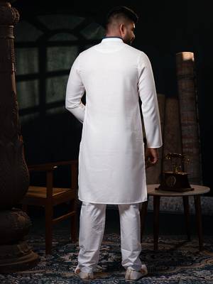 Off white cotton kurta pajama 4