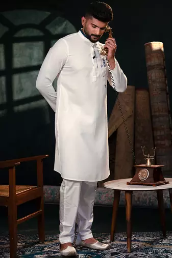 Off white cotton kurta pajama