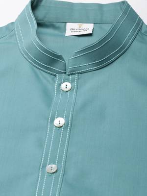 Teal cotton cotton kurta pajama 2