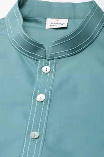 Teal cotton cotton kurta pajama