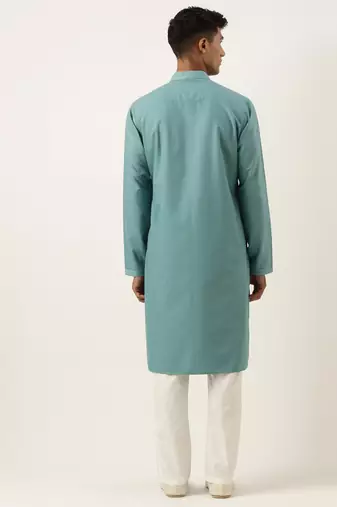 Teal cotton cotton kurta pajama