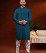 Teal chikankari kurta pajama