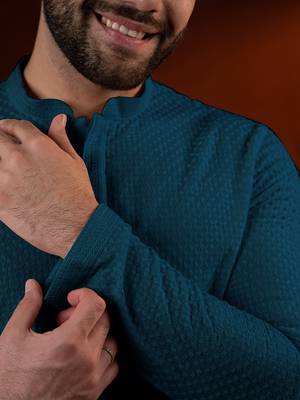 Teal chikankari kurta pajama 2