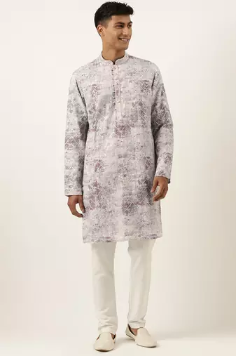 Grey sequin embroidery kurta pajama