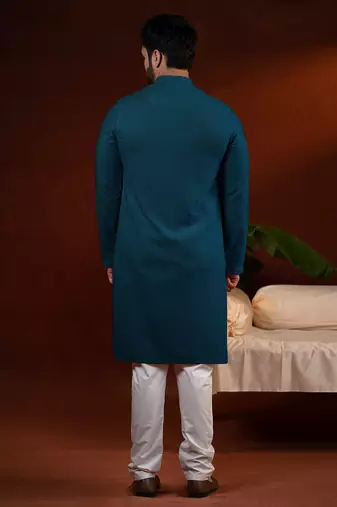 Teal chikankari kurta pajama