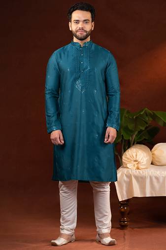 Teal embroidery kurta pajama