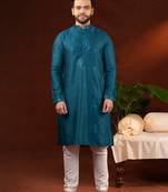 Teal embroidery kurta pajama