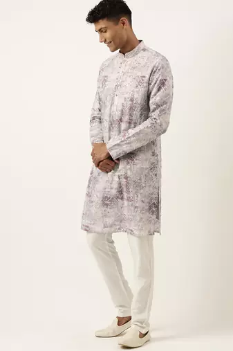 Grey sequin embroidery kurta pajama