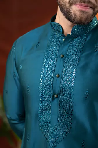 Teal embroidery kurta pajama