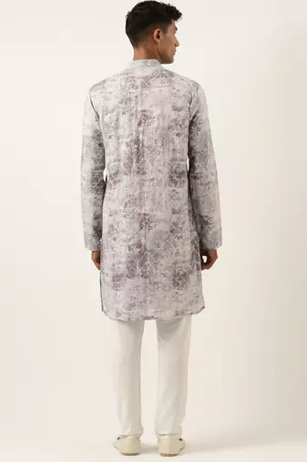 Grey sequin embroidery kurta pajama