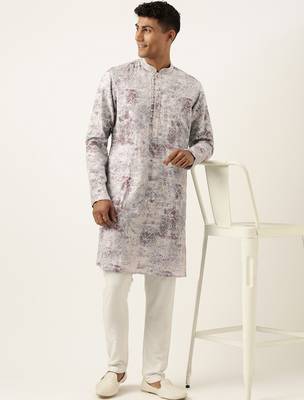 Grey sequin embroidery kurta pajama 5