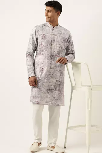 Grey sequin embroidery kurta pajama