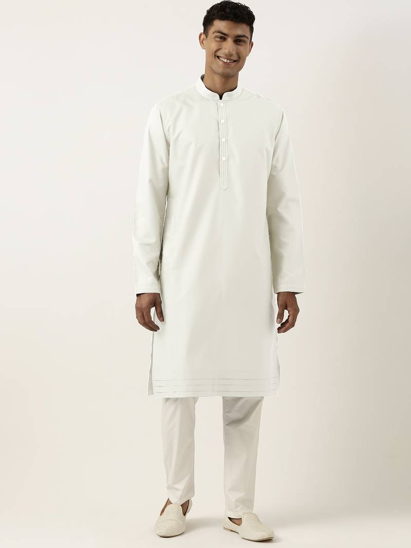 Off white cotton kurta pajama