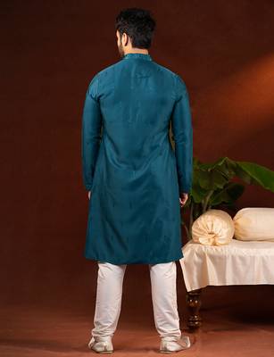 Teal embroidery kurta pajama 5